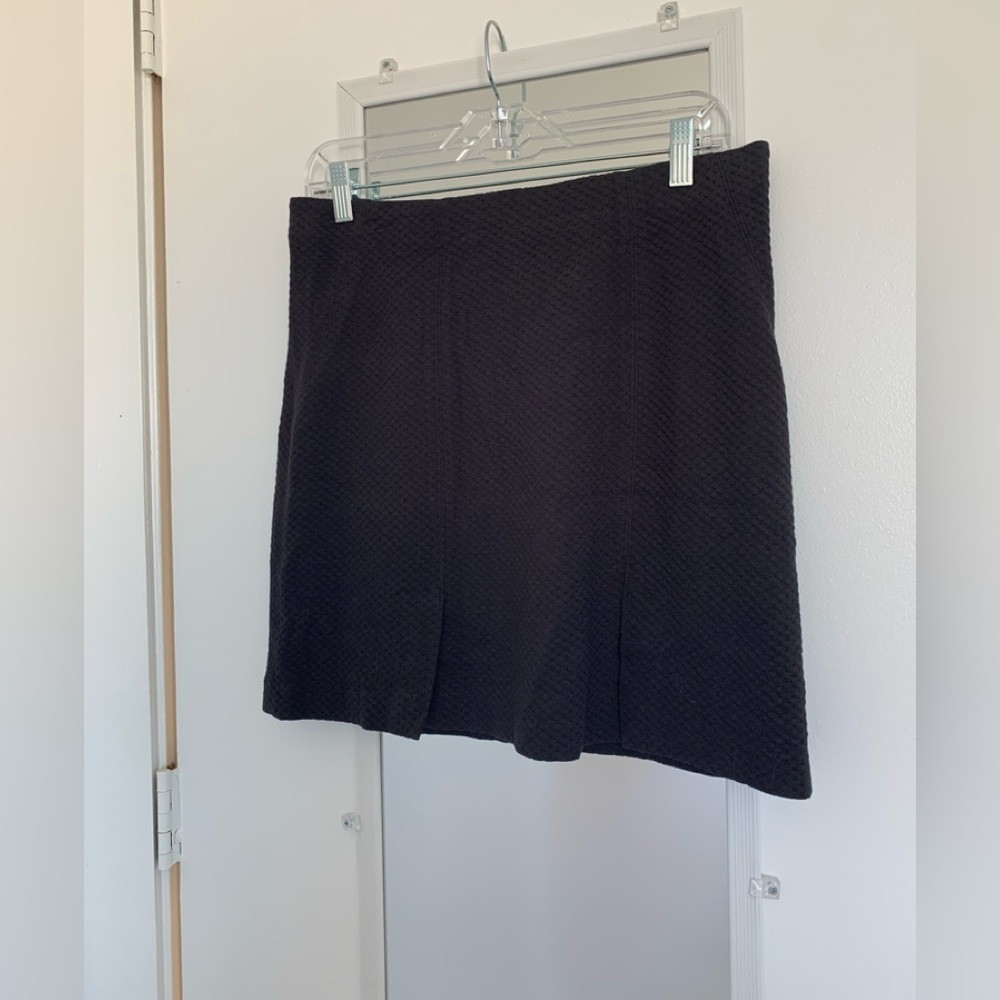 Rebecca Taylor Womens Mini Skirt Black 10 Waffle pattern 1&’ Long Front Slits